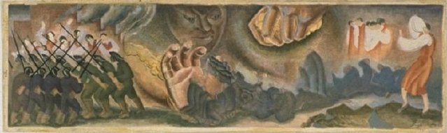 Youth Marches On (the Great War panel) color sketch